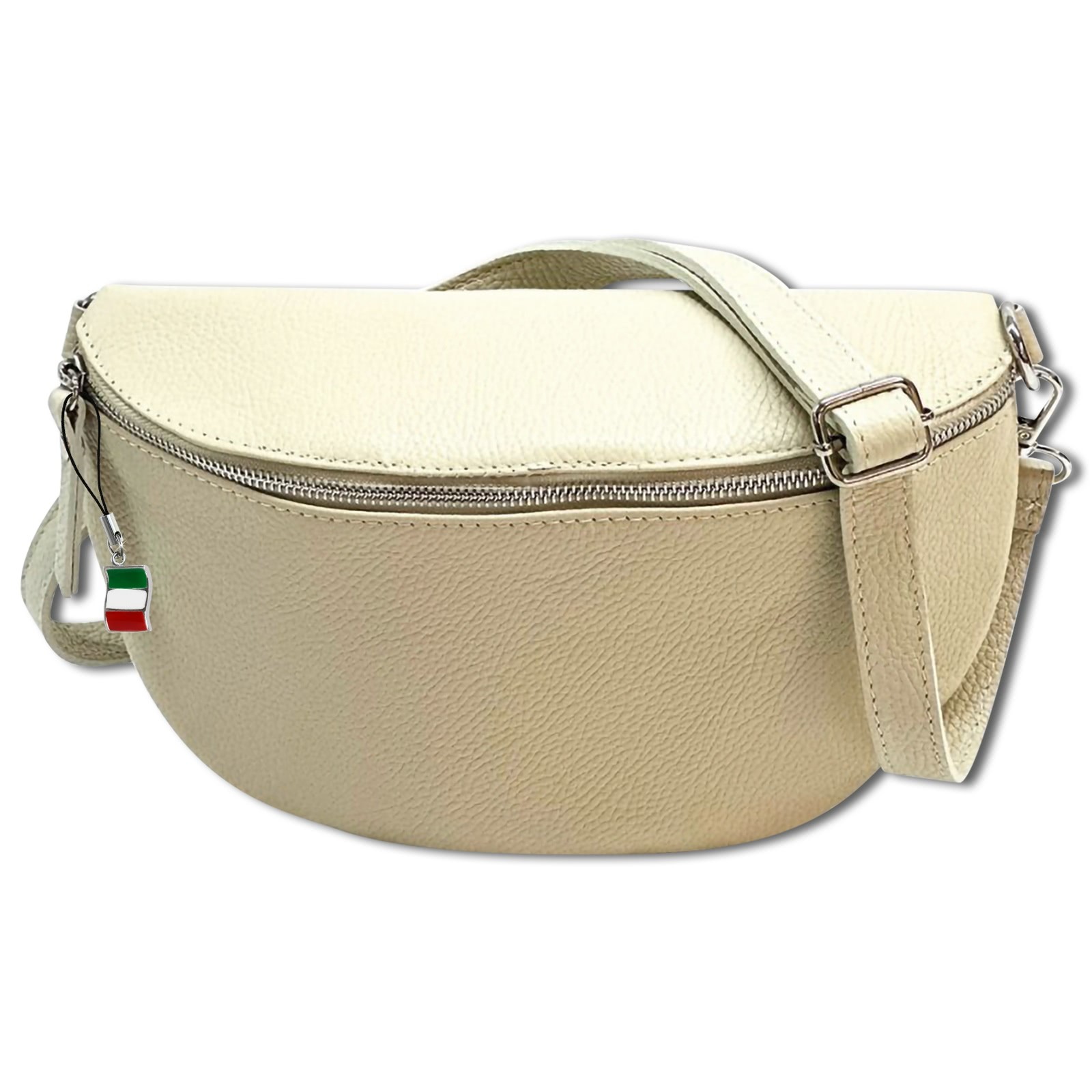 Florence Echtleder Bauchtasche groß Damen beige Umhängetasche Jugend OTF825I