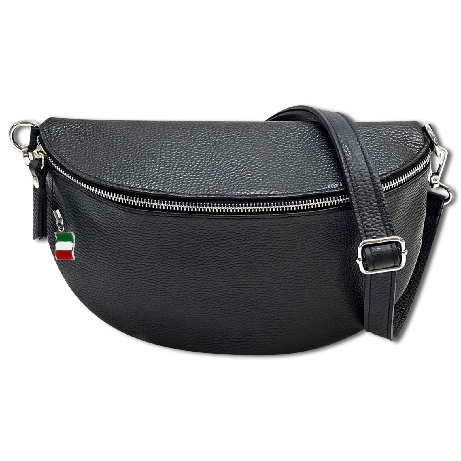 Florence Echtleder Bauchtasche groß Damen schwarz Jugend OTF825S
