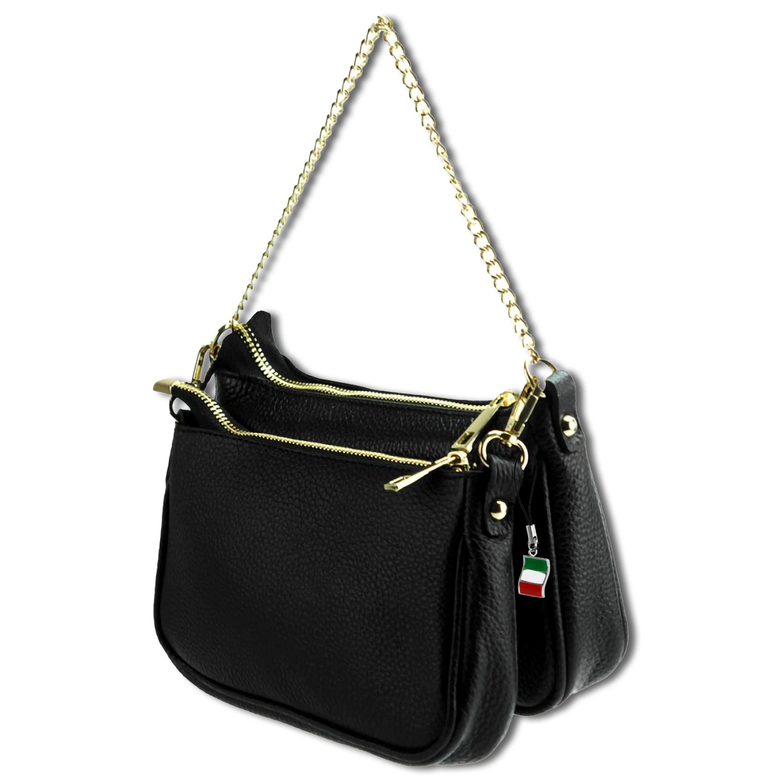 Florence Doppel Damen Tasche Echtleder schwarz OTF826S