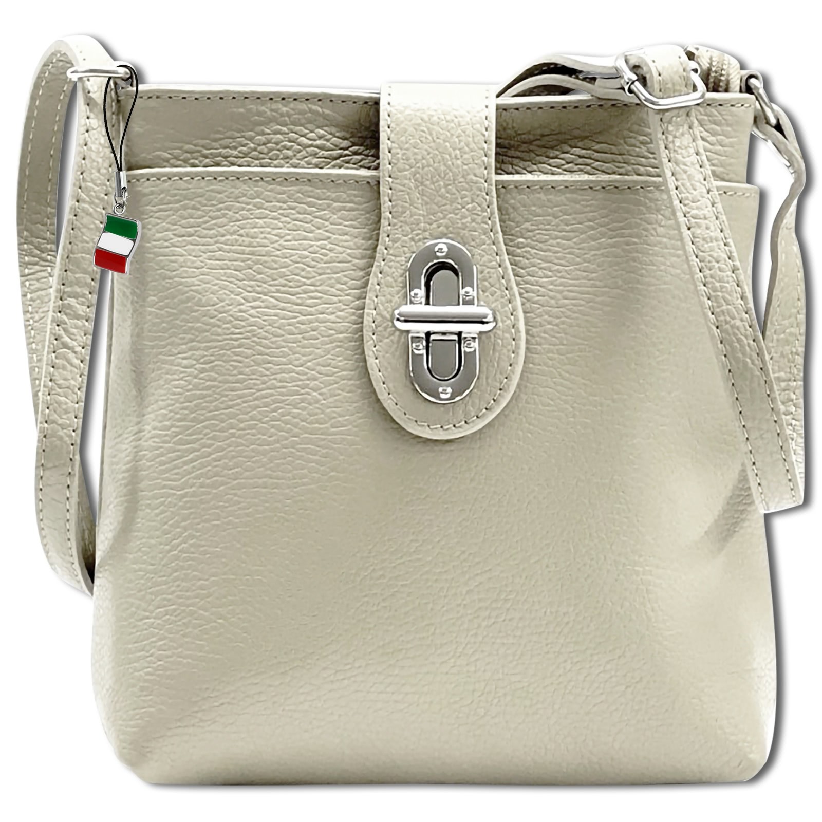 Florence Umhängetasche Damen Tasche Schultertasche Echtleder beige OTF828I