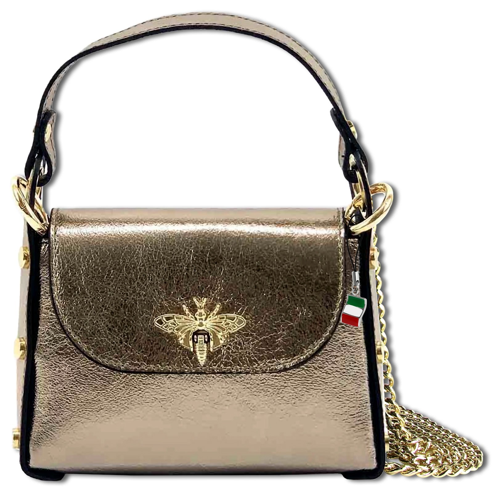 Florence Biene Damen Handtasche Echtleder bronze metallic OTF831N3