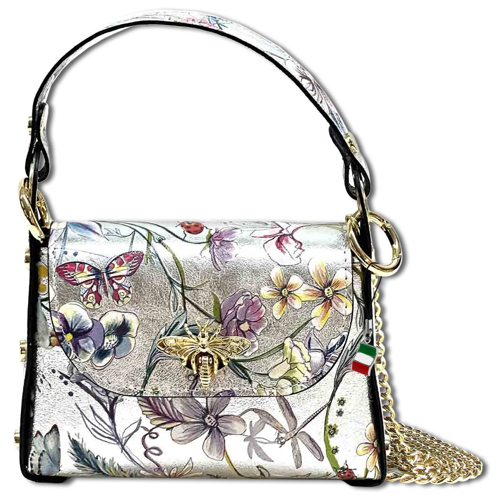 Florence Biene Damen Echtledertasche farbig silber metallic OTF832JF