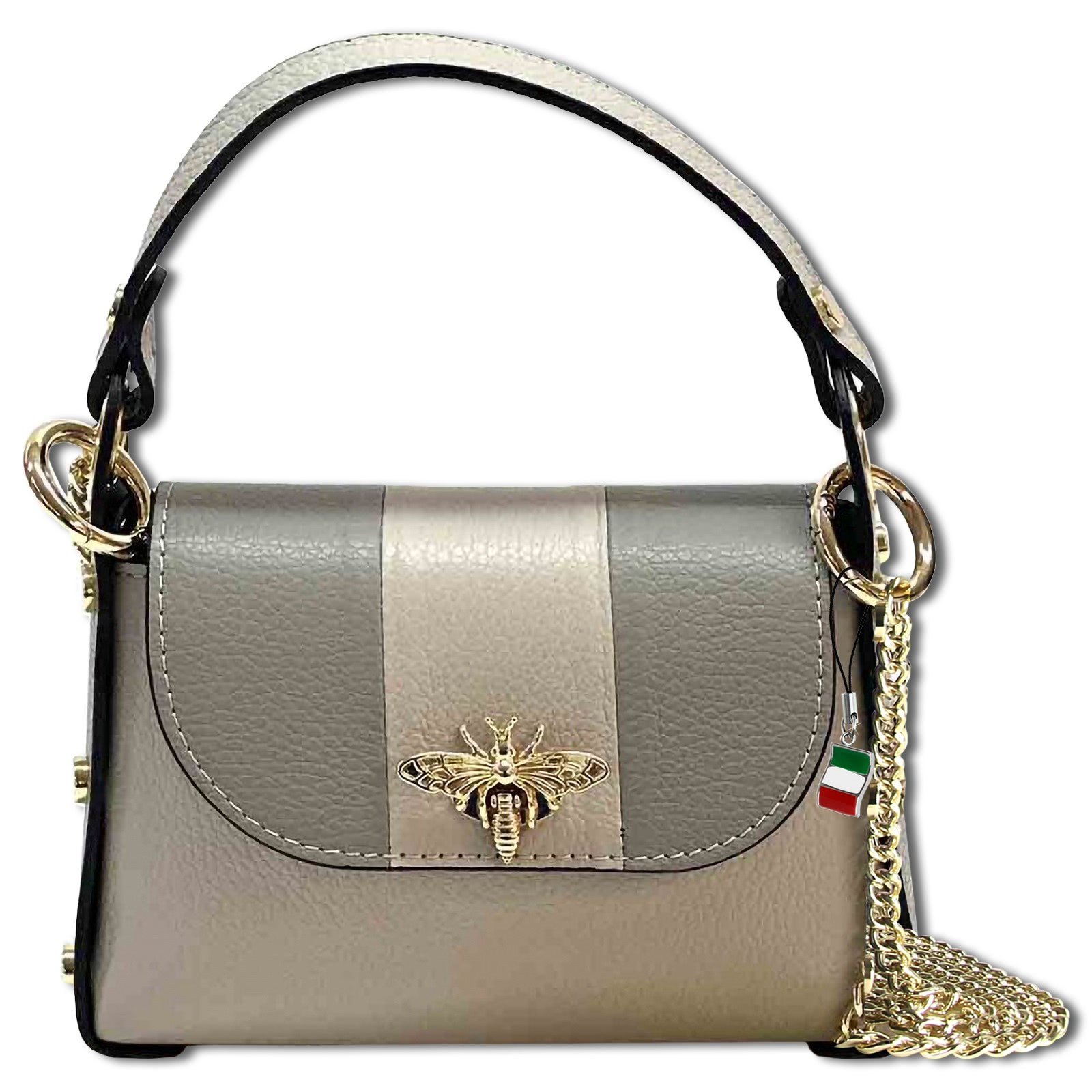 Florence Biene Damen Handtasche Echtleder grau/hellgrau OTF833KK