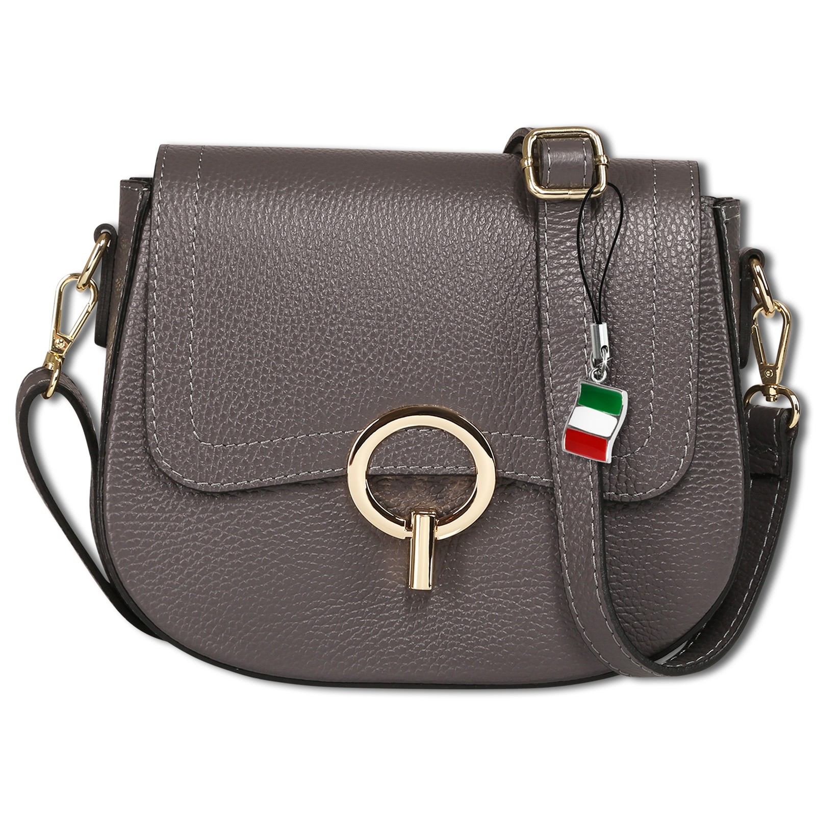 Florence Damen Umhängetasche Satteltasche Leder grau OTF843K4