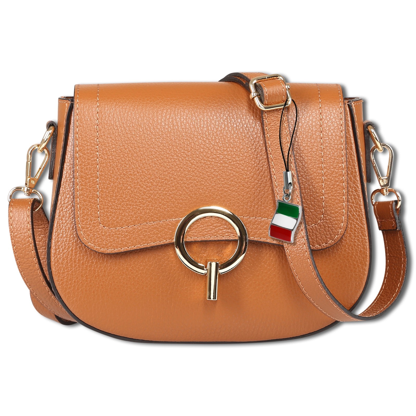 Florence Damen Umhängetasche Satteltasche Leder hellbraun OTF843N3