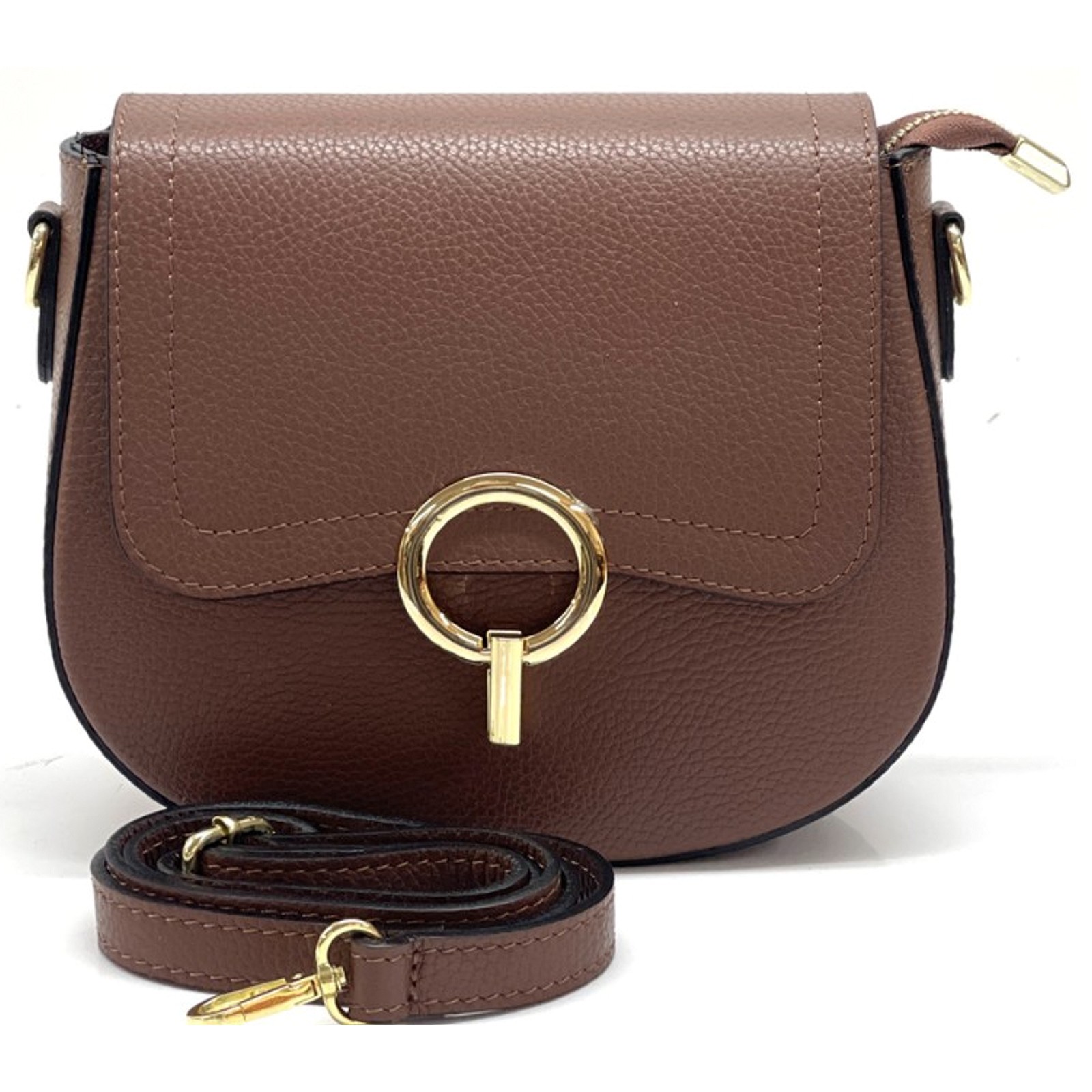 Florence Damen Umhängetasche Satteltasche Leder braun OTF843N5