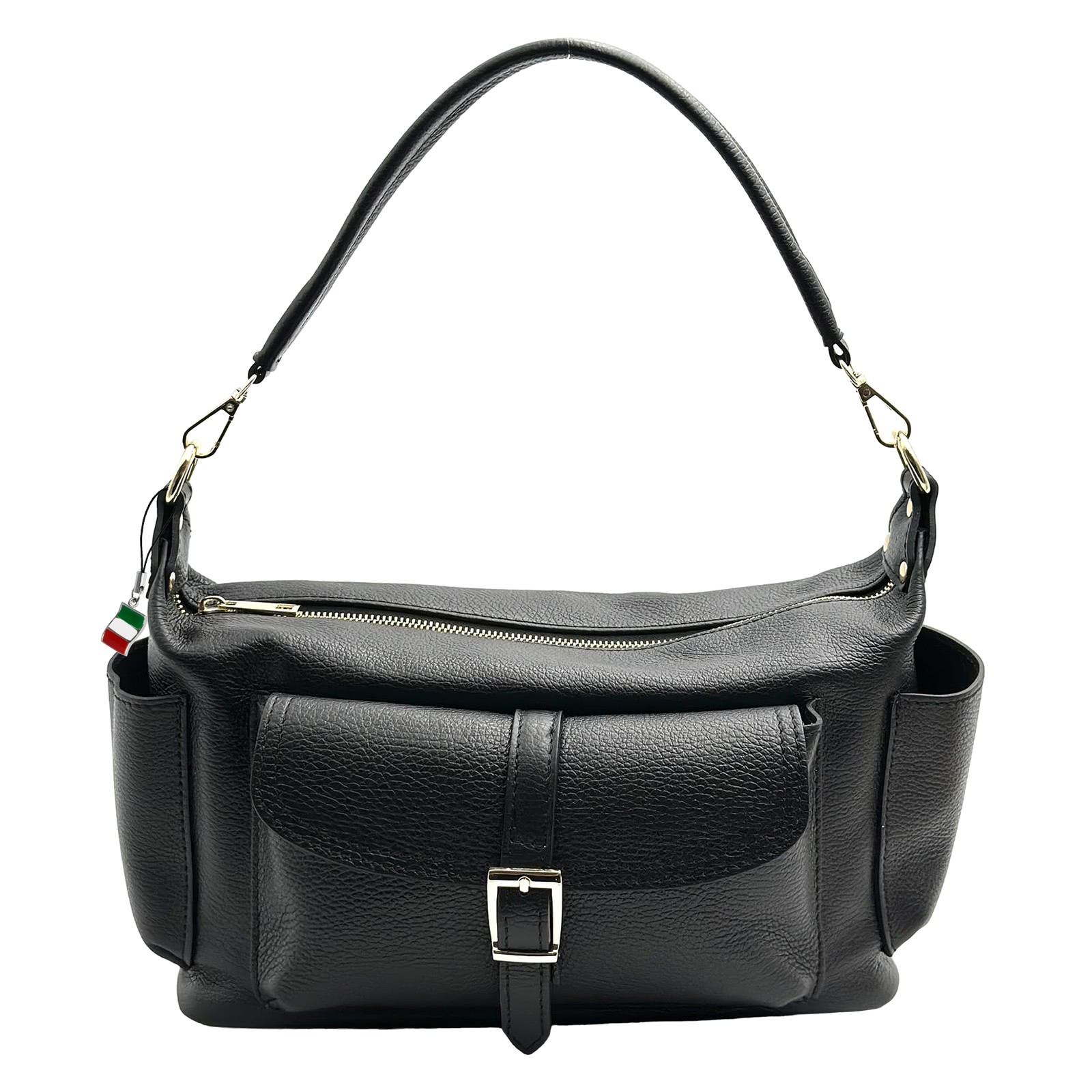 Florence Damen Schultertasche Echtleder Tasche schwarz OTF860S1