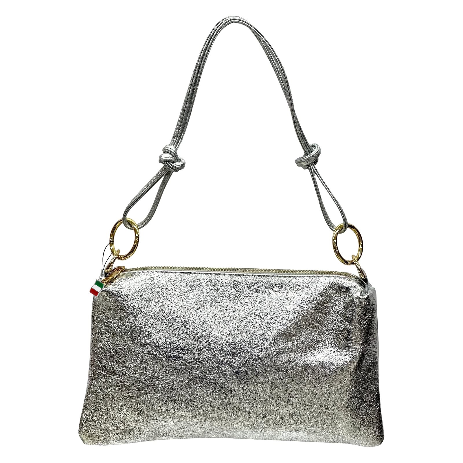 Florence Damen Umhängetasche Leder Tasche metallic silber OTF861J1