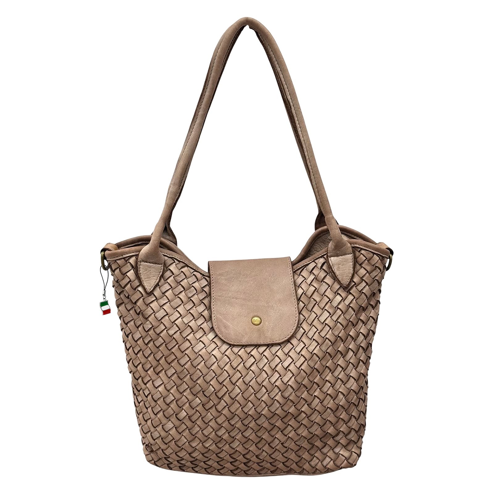 Florence Damen Schultertasche geflochtene Echtleder Tasche altrosa OTF862A5