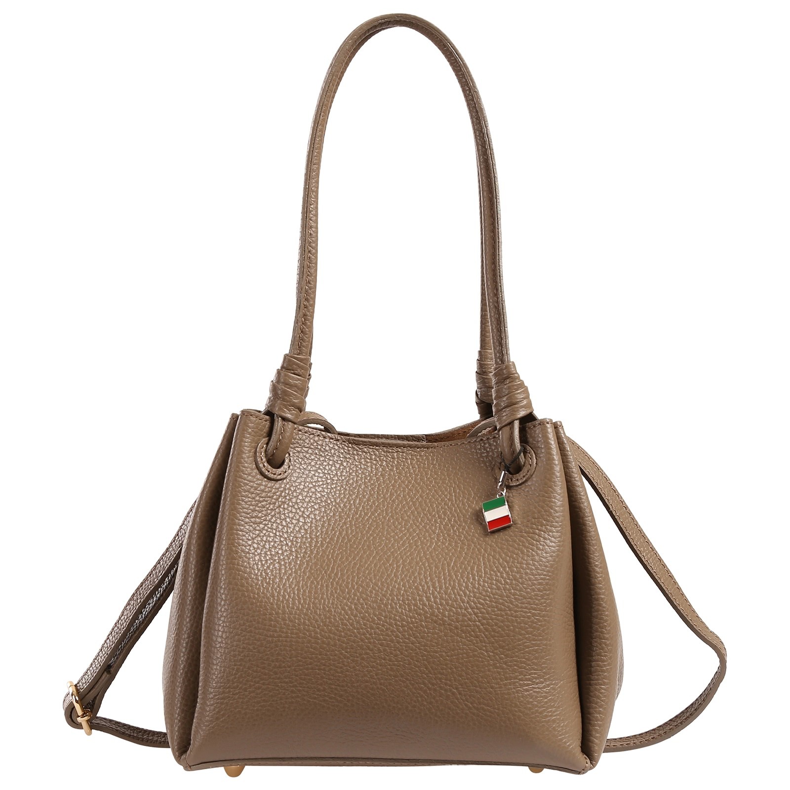 Florence Damen Schultertasche Leder Tasche dunkelbeige, taupe OTF867I6