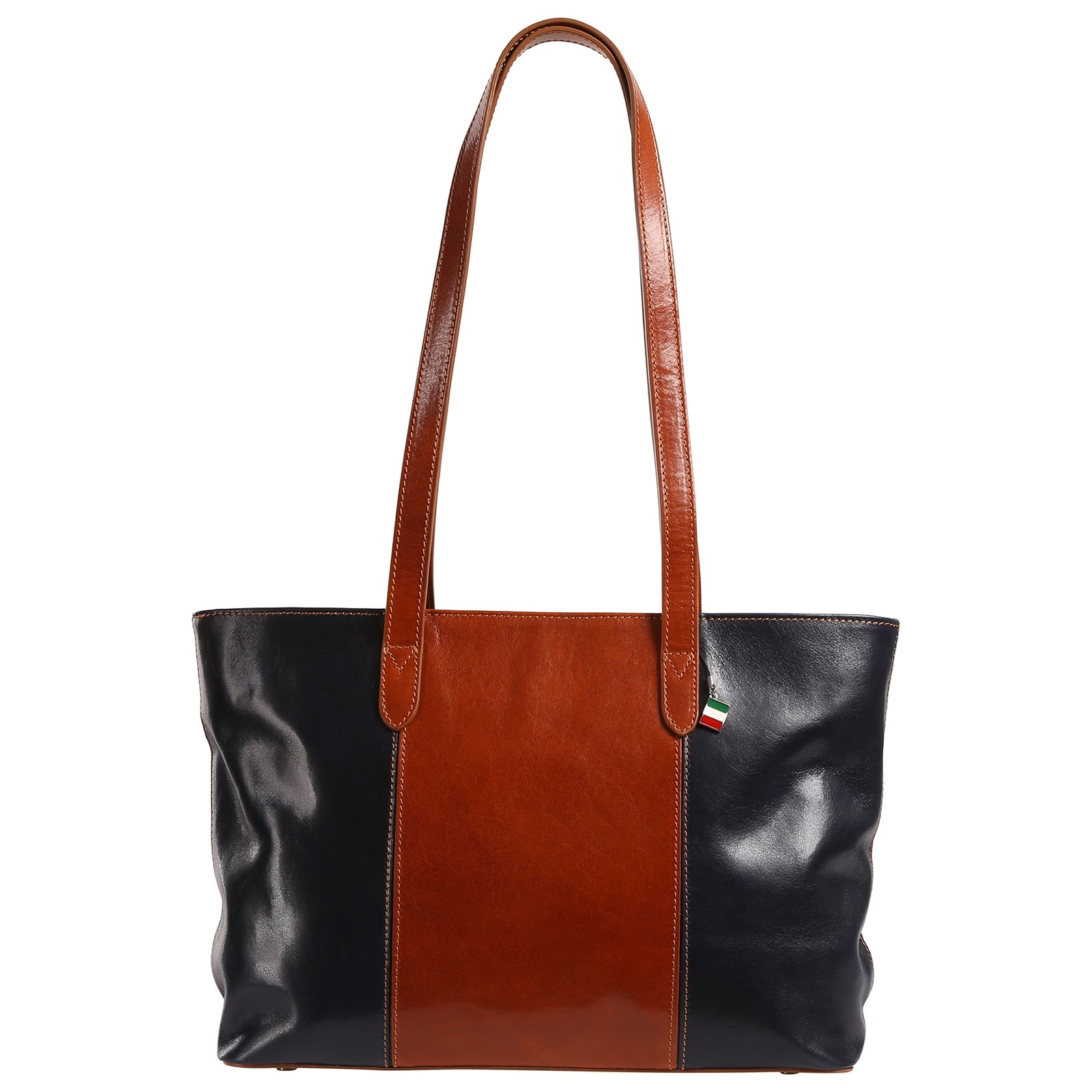 Florence Damen Schultertasche Leder Tasche blau, braun OTF879B6