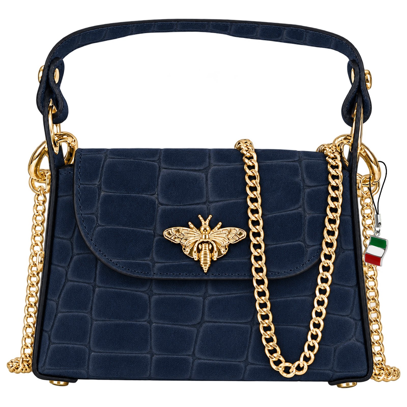 Florence Biene Damen Handtasche Wildleder dunkelblau OTF887B5