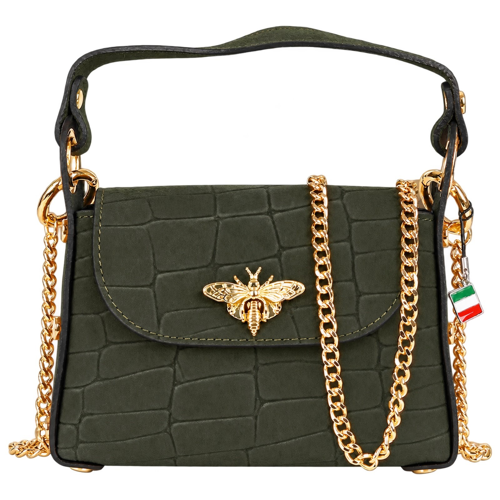 Florence Biene Damen Handtasche Wildleder dunkelgrün OTF887G6
