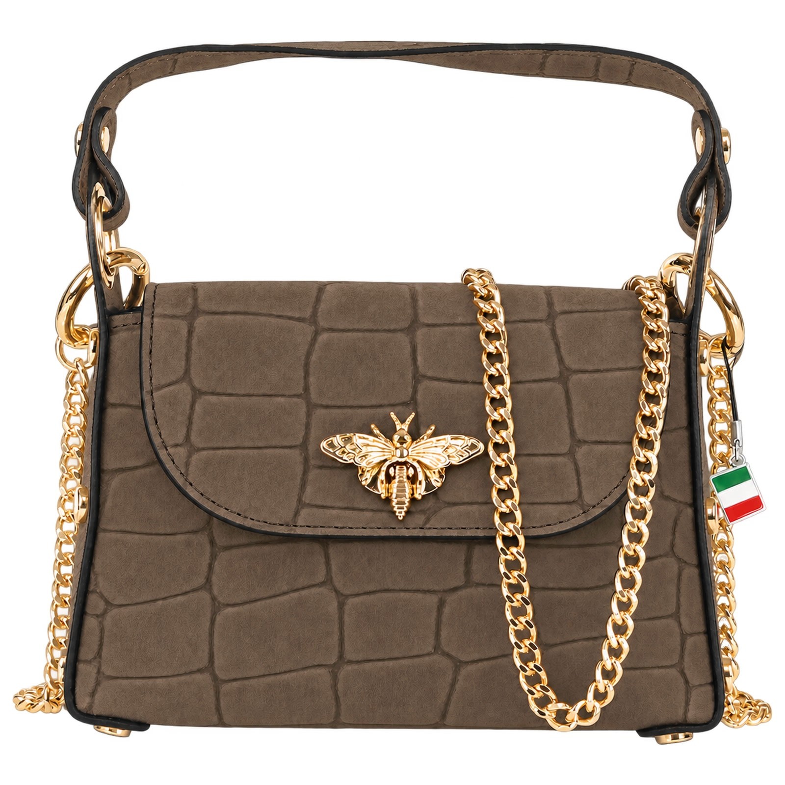 Florence Biene Damen Handtasche Wildleder taupe/dunkelbeige OTF887I5