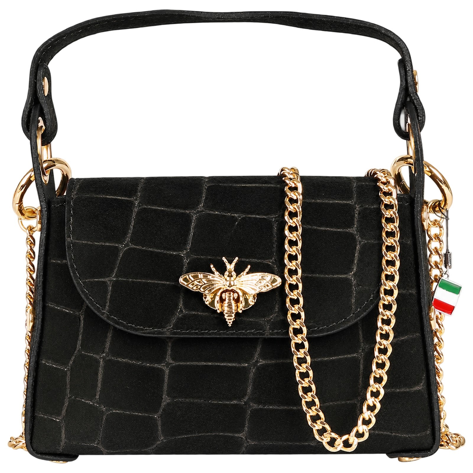 Florence Biene Damen Handtasche Wildleder schwarz OTF887S1