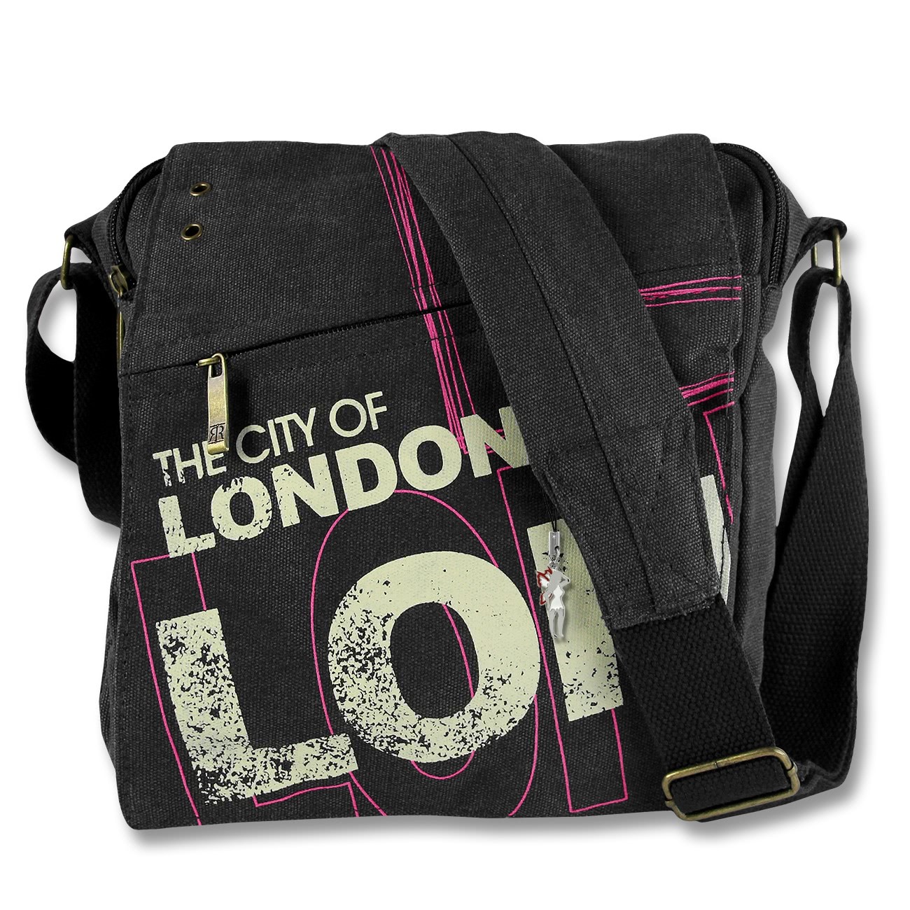 Umhängetasche Canvas schwarz Crossbody Messenger London Robin Ruth OTG202D