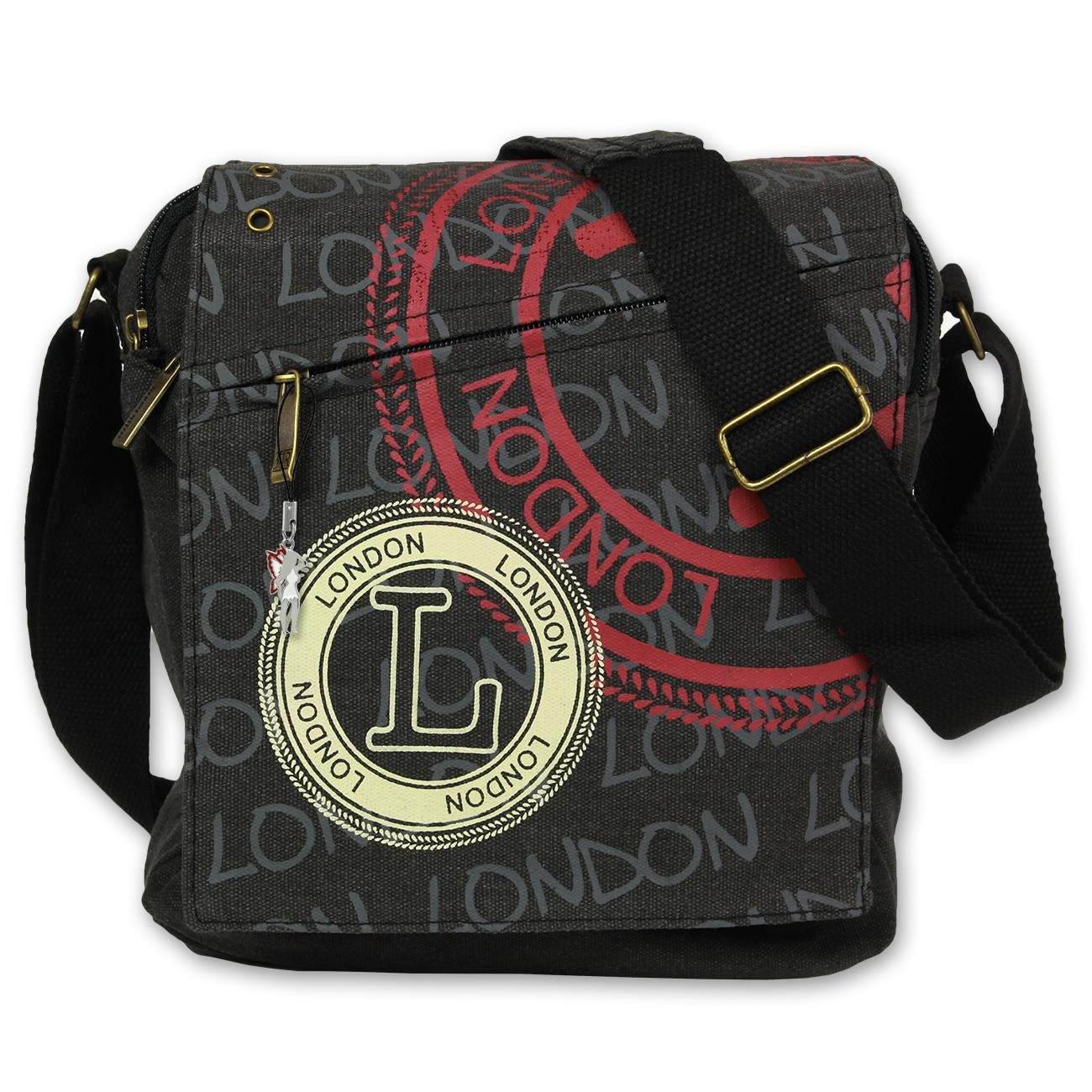 Umhängetasche Canvas schwarz Schultertasche Crossover LONDON Robin-Ruth OTG202R