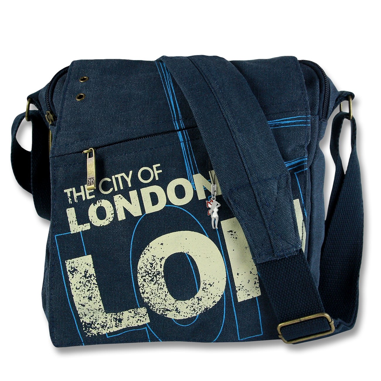 Umhängetasche Canvas blau Crossbody Tasche Messenger London Robin Ruth OTG202T