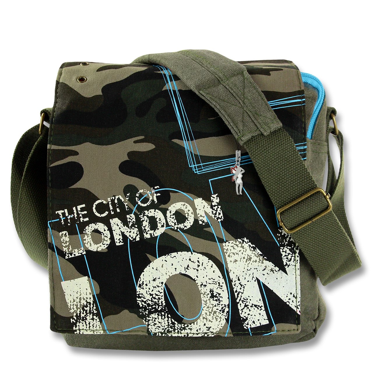 Umhängetasche Canvas grau Messenger Crossbody CITY LONDON Robin Ruth OTG202Y