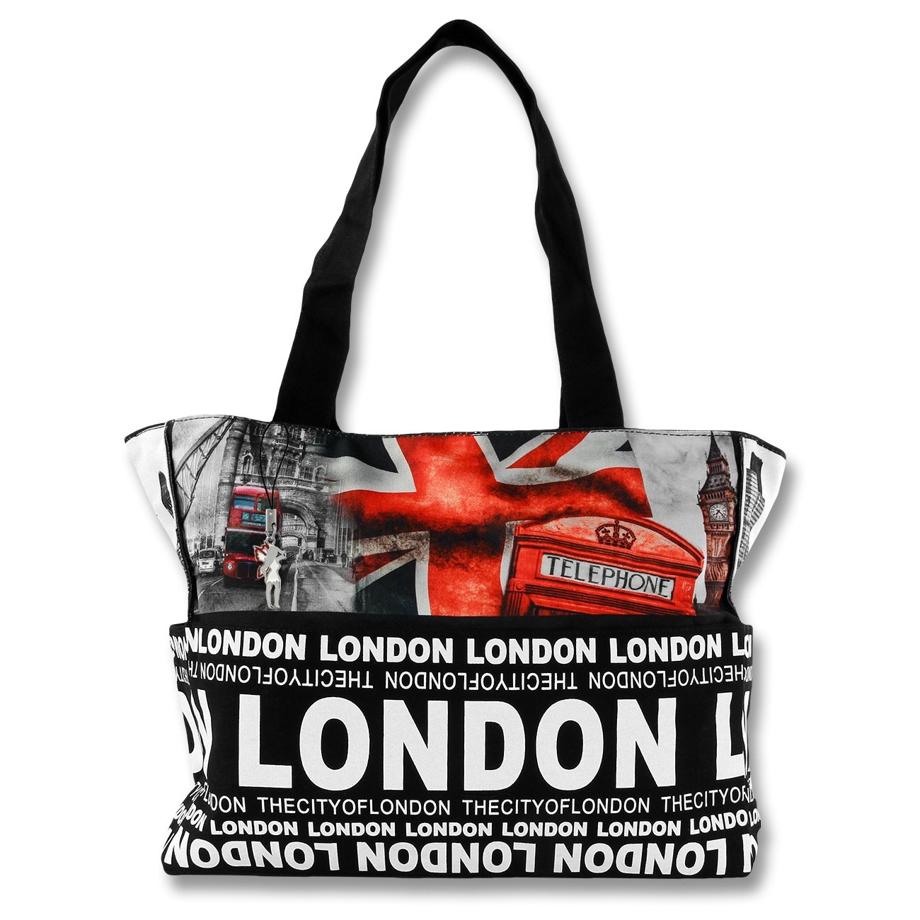 Henkeltasche Canvas schwarz rot Shopping Bag Robin Ruth OTG205R