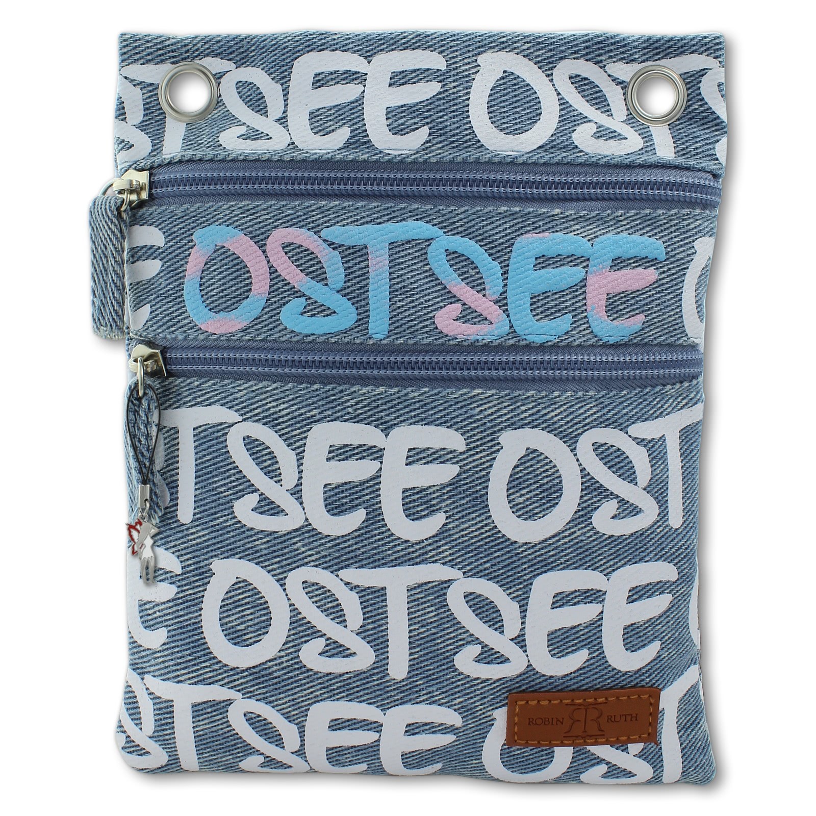 Robin Ruth Ostsee Brustbeutel Baumwolle blau weiß Damen OTG5102B