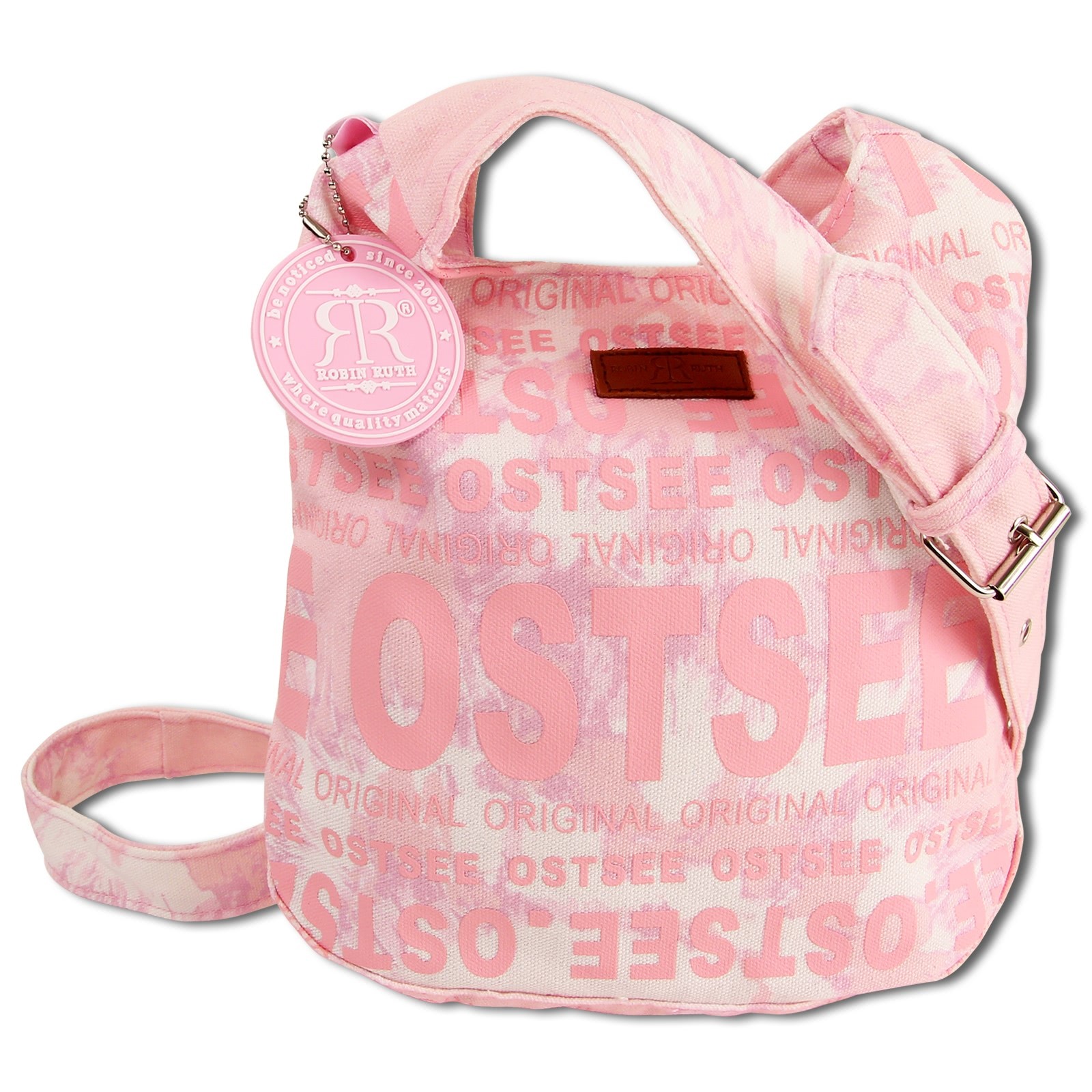 Robin Ruth Schultertasche Baumwolle rosa weiß OTG5106A