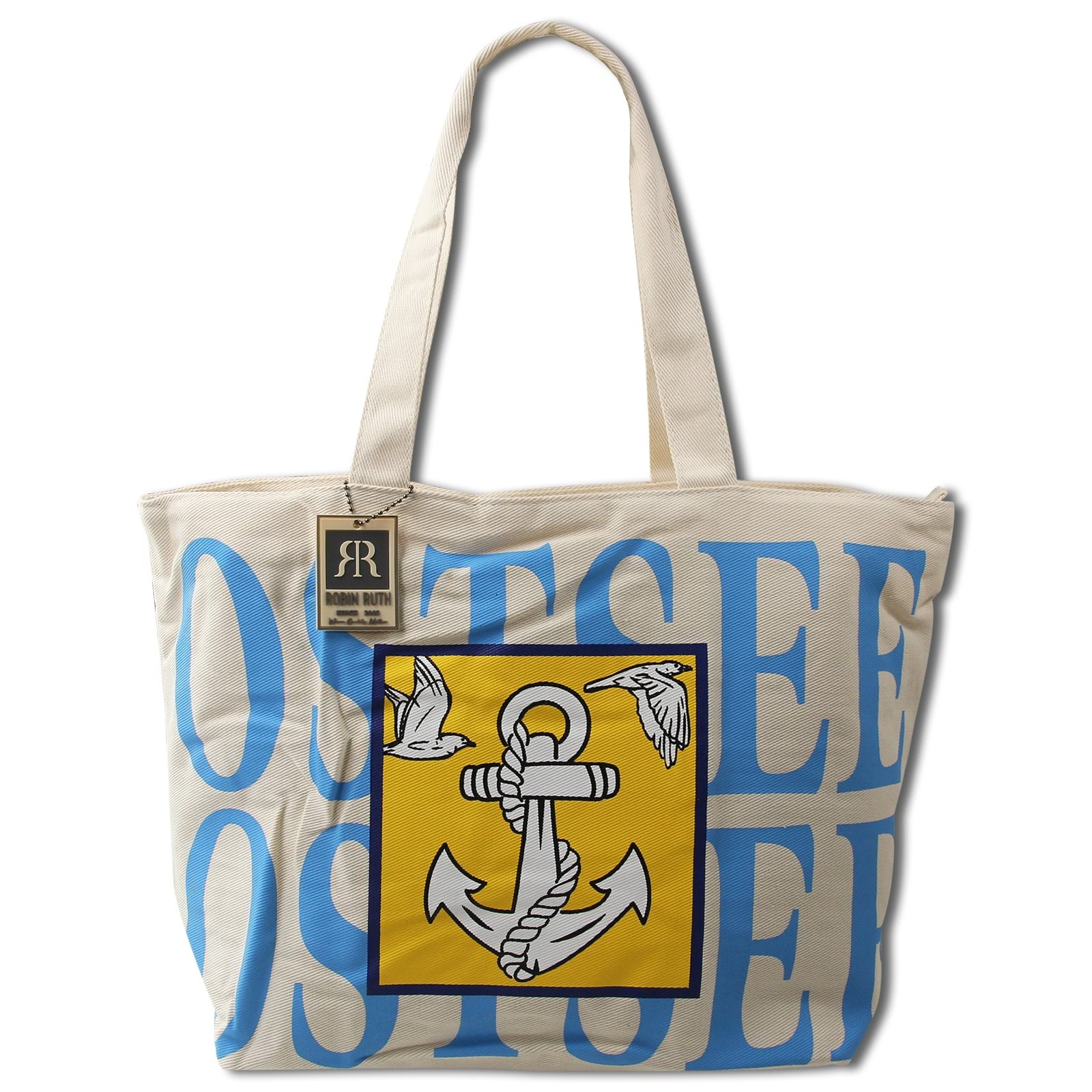 Robin Ruth Schultertasche Baumwolle Polyester beige blau OTG5123I