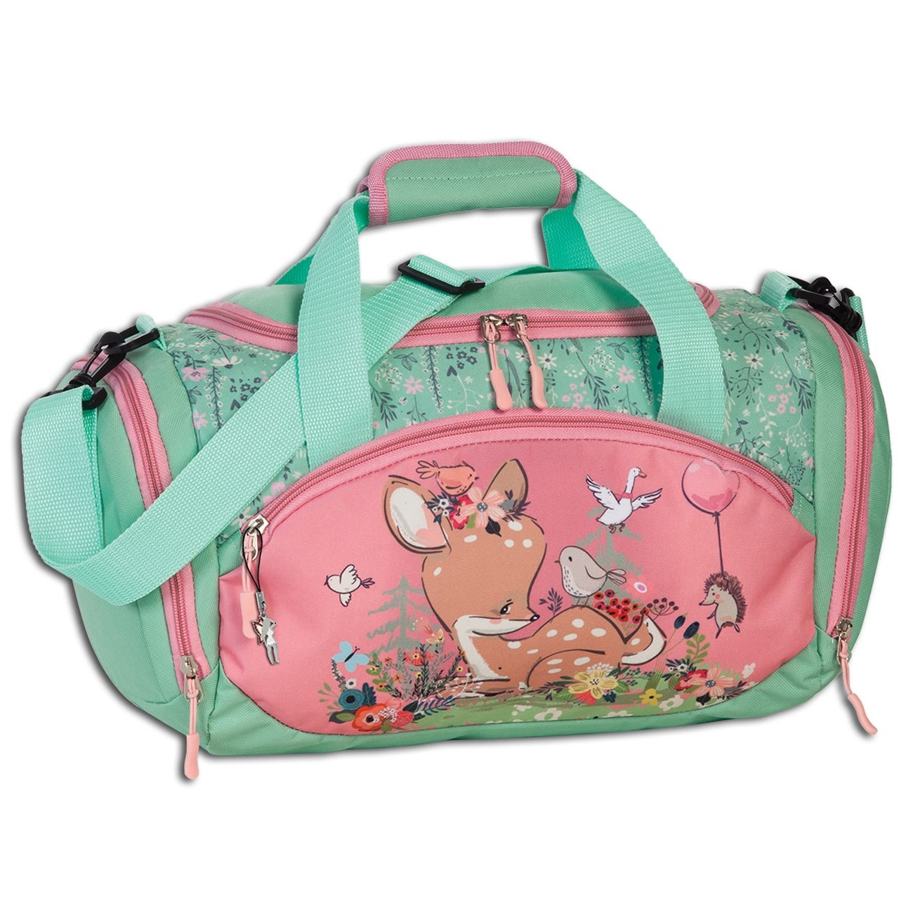 Fabrizio Kindertasche Reh-Motiv Blumen rosa pastellgrün Reindeer Tasche OTI206L