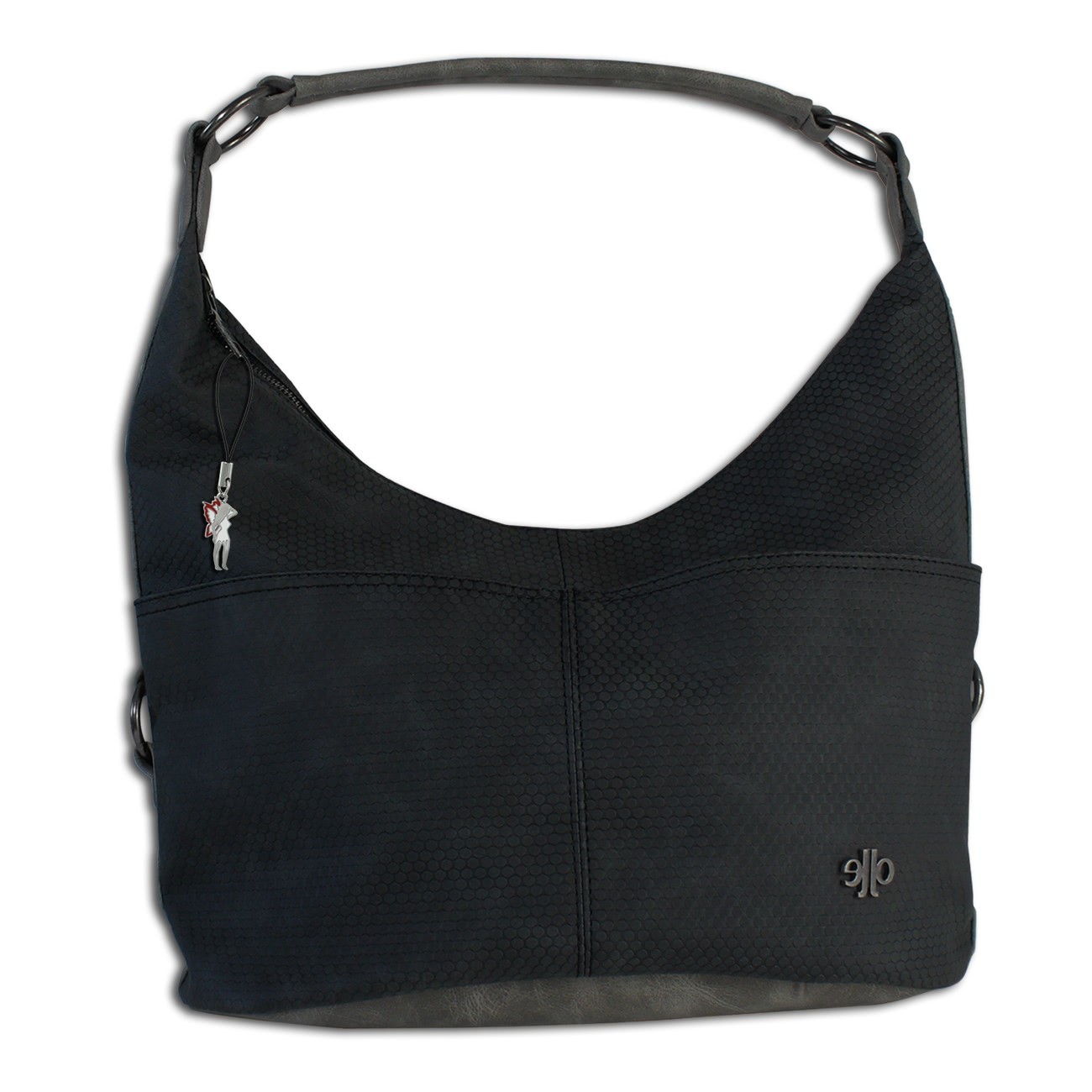 Jennifer Jones Beuteltasche Kunstleder schwarz Hobo Bag OTJ129F