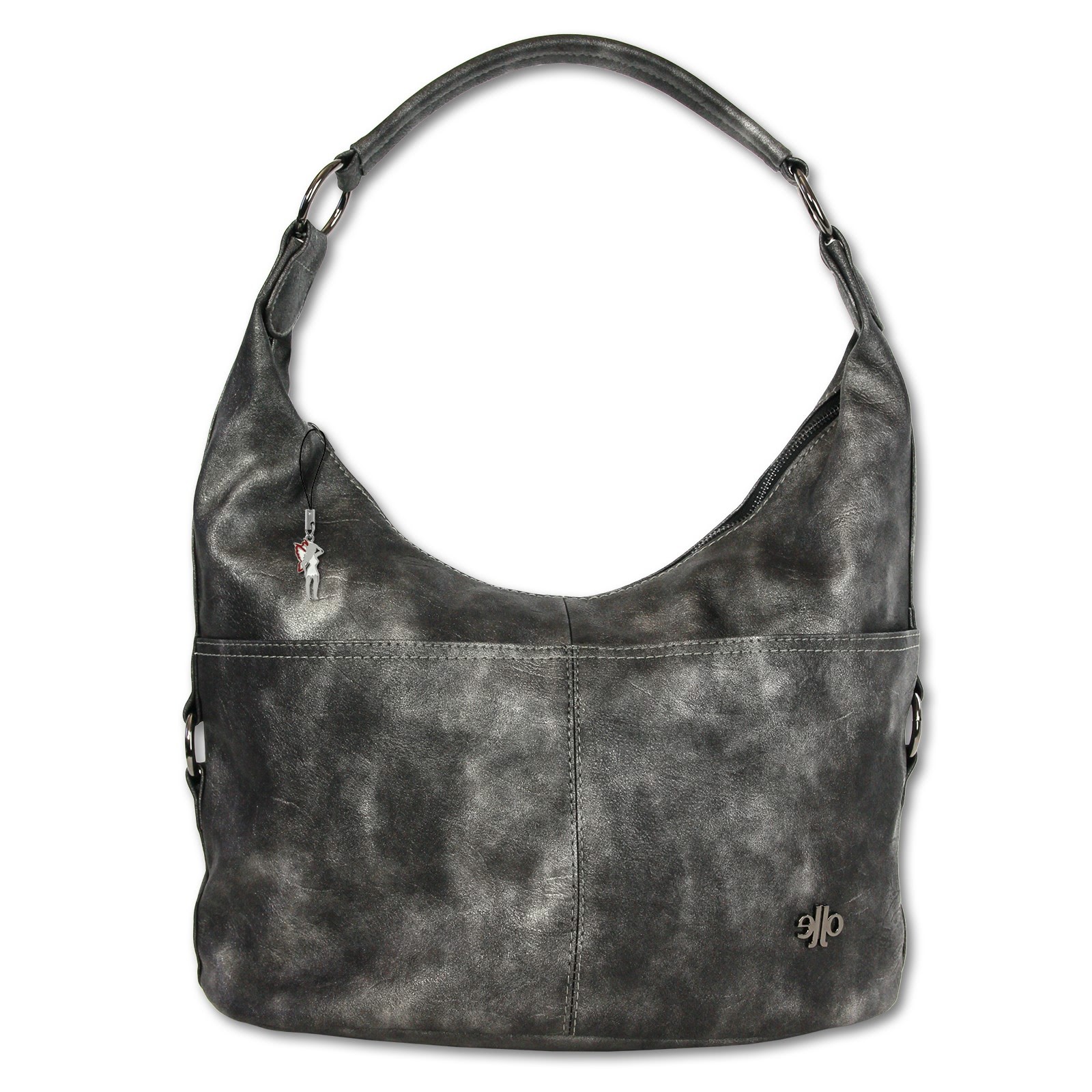 Jennifer Jones Beuteltasche Kunstleder schwarz Schultertasche Hobo Bag OTJ129S