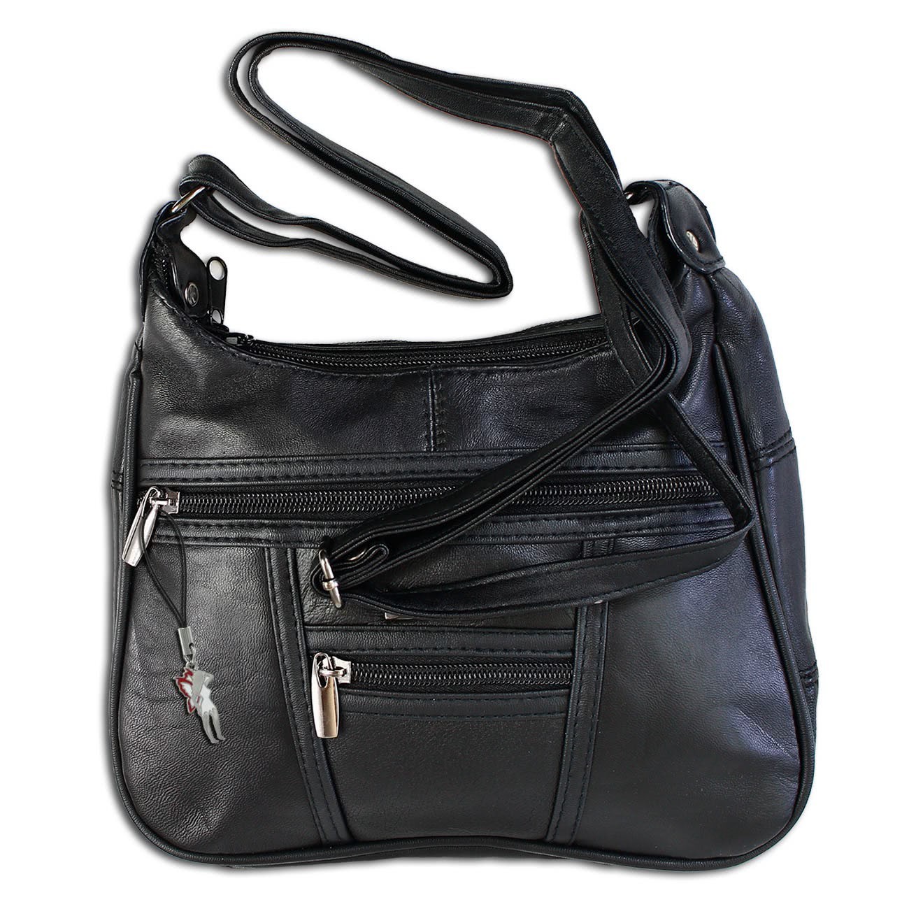 Bag Street Umhängetasche, Abendtasche Leder schwarz Handtasche Damen OTJ134S