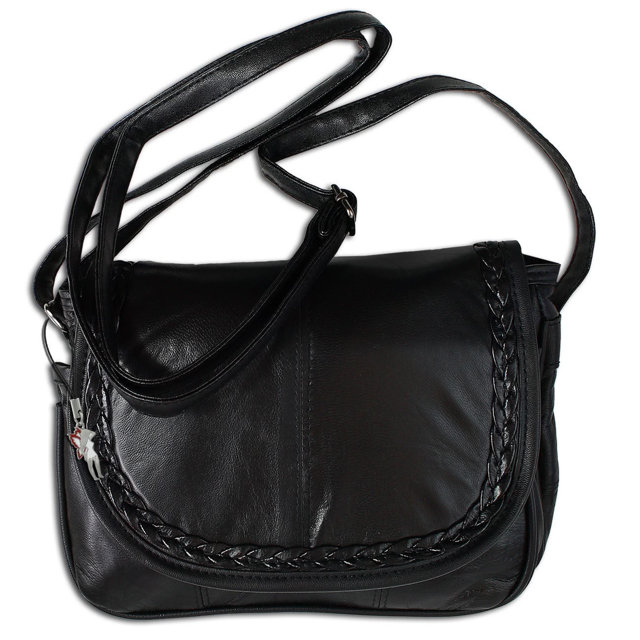 Bag Street Abendtasche, Umhängetasche Leder schwarz Damen Handtasche OTJ135S