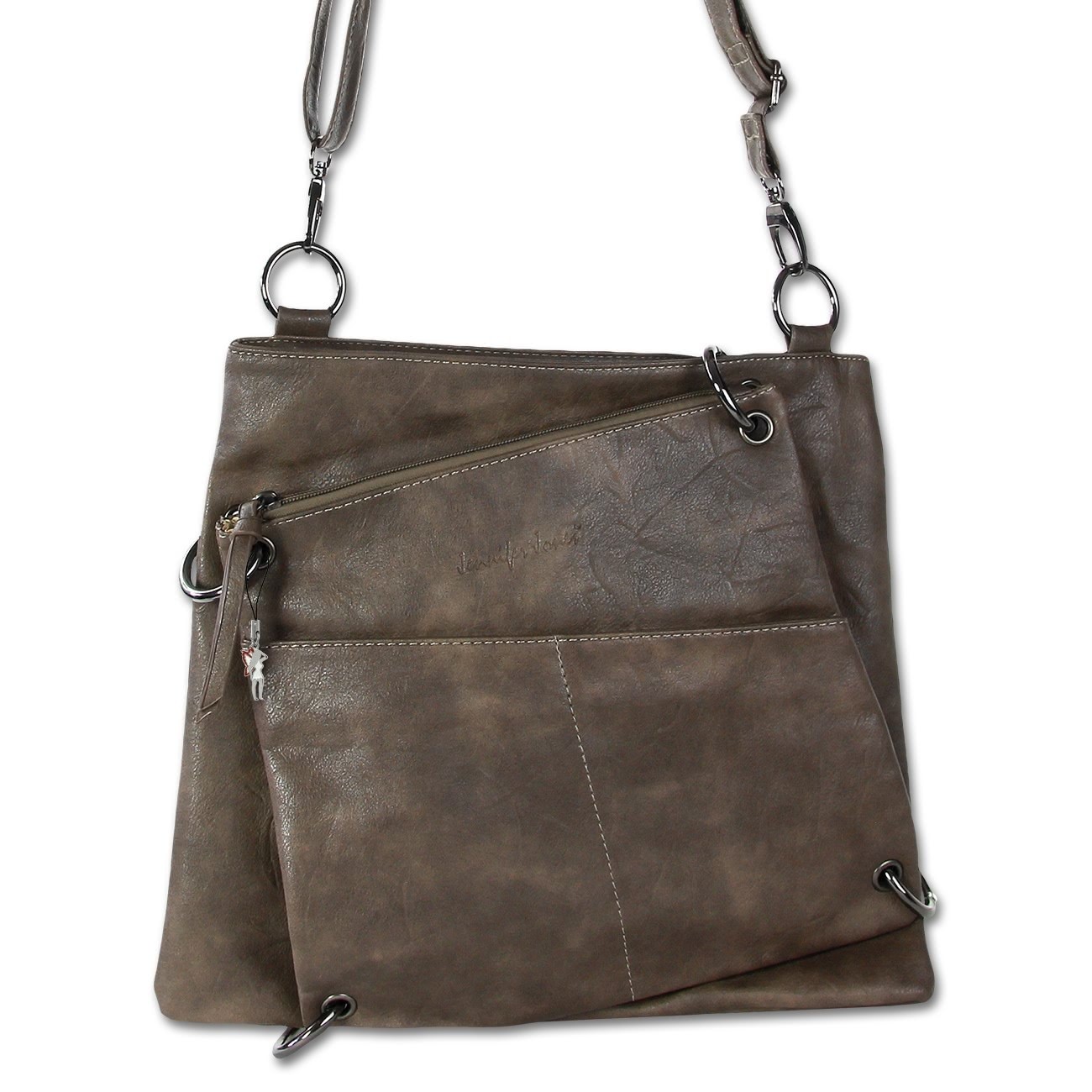 Umhängetasche Abendtasche Kunstleder taupe braun Damen Jennifer Jones OTJ138C