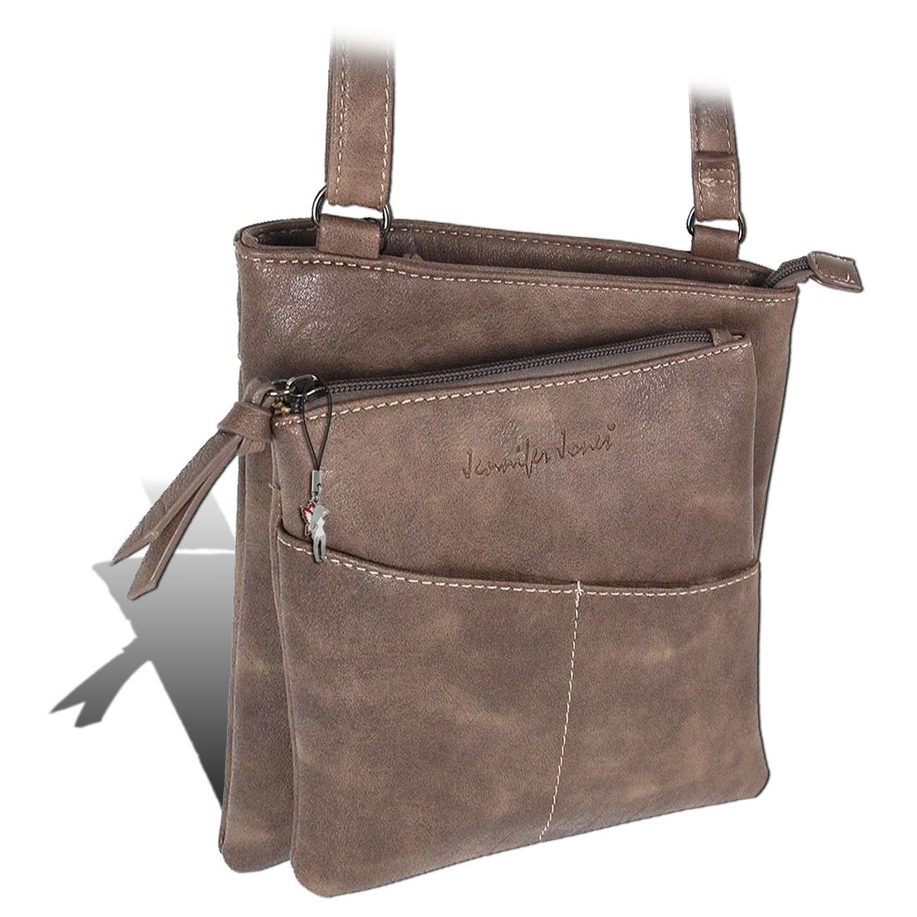 Jennifer Jones Umhängetasche Abendtasche taupe Damen Schultertasche OTJ141C