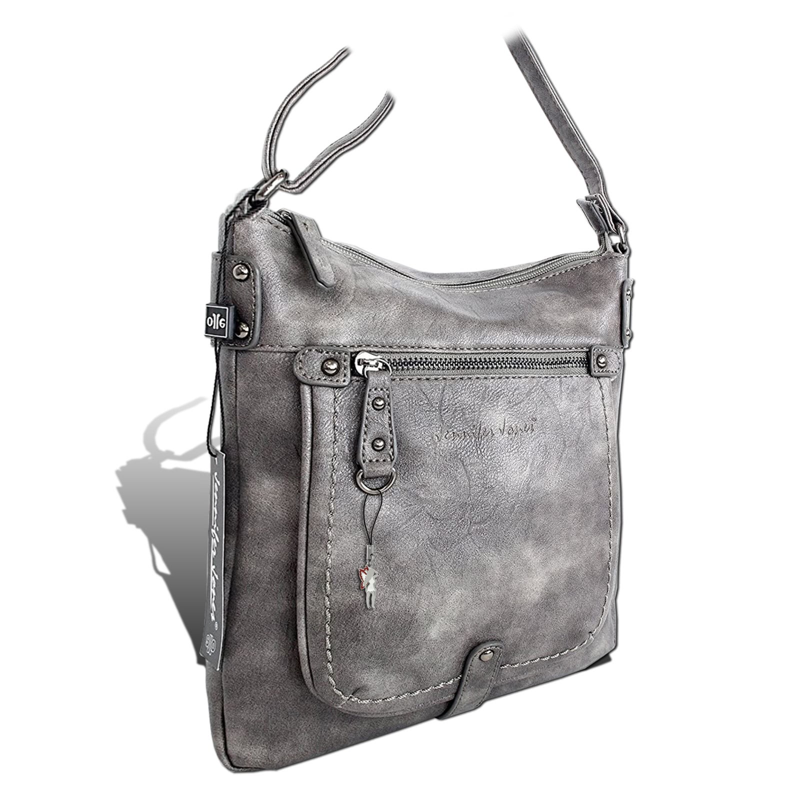 Jennifer Jones Umhängetasche Schultertasche Grau Damen Handtasche Otj142k