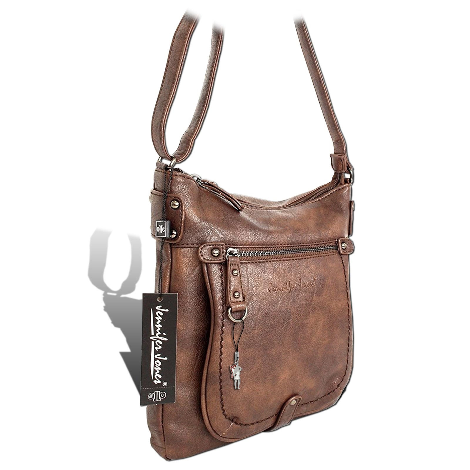 Jennifer Jones Umhängetasche Schultertasche braun Damen Handtasche OTJ142N