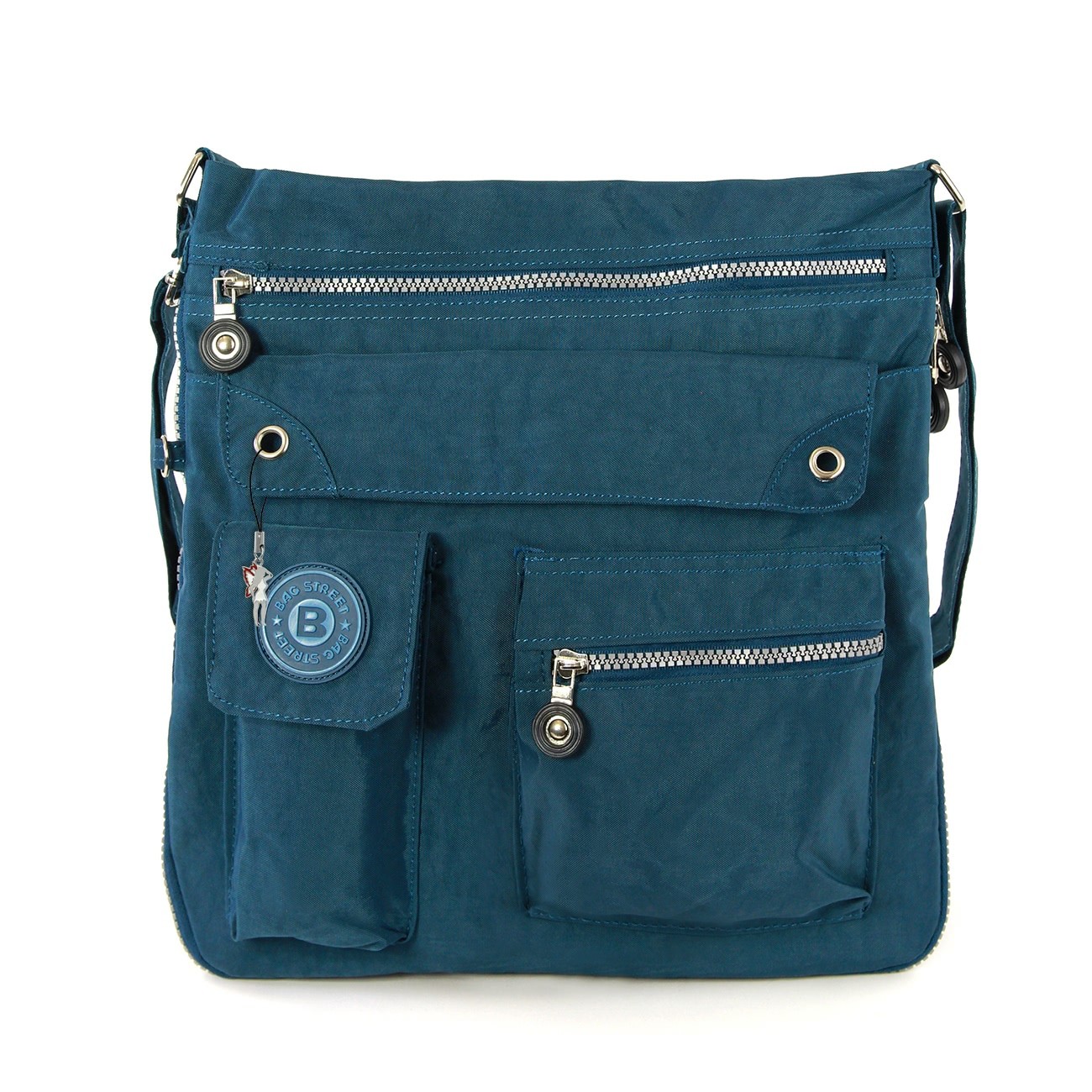 Bag Street Umhängetasche Crinkle Nylon blau Cross-Body Schultertasche OTJ206T