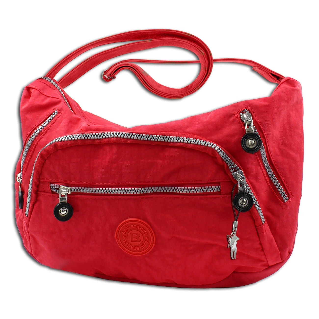 Schultertasche Damen Handtasche rot Nylon Umhängetasche Bag Street OTJ210R