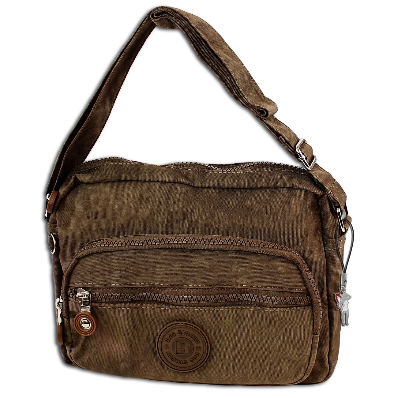 Bag Street leichte Nylon braun Handtasche OTJ227N