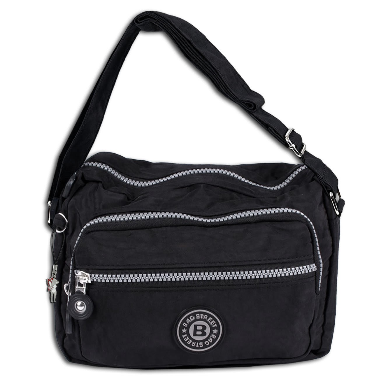 Bag Street leichte Nylon schwarz Handtasche OTJ227S