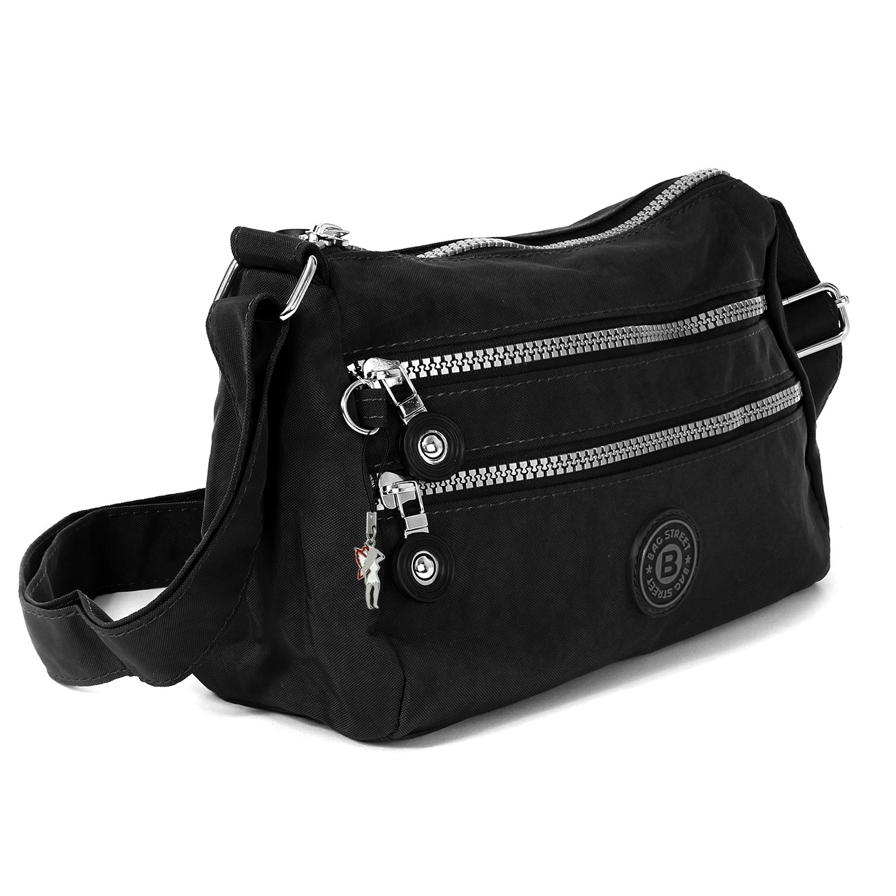 Bag Street Umhängetasche Nylon schwarz Sportliche Damen Handtasche OTJ229S