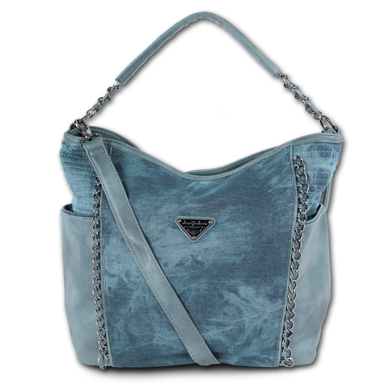 Schultertasche Damen Beuteltasche Baumwolle hellblau Jennifer Jones OTJ236L