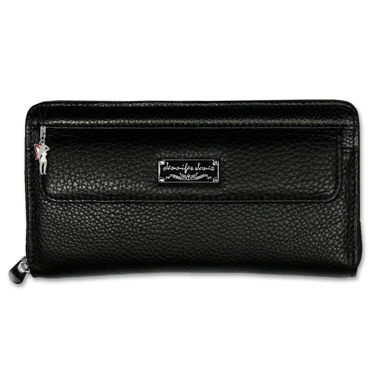 Geldbörse Wristlet Leder schwarz Damen Portemonnaie Jennifer Jones OTJ510S