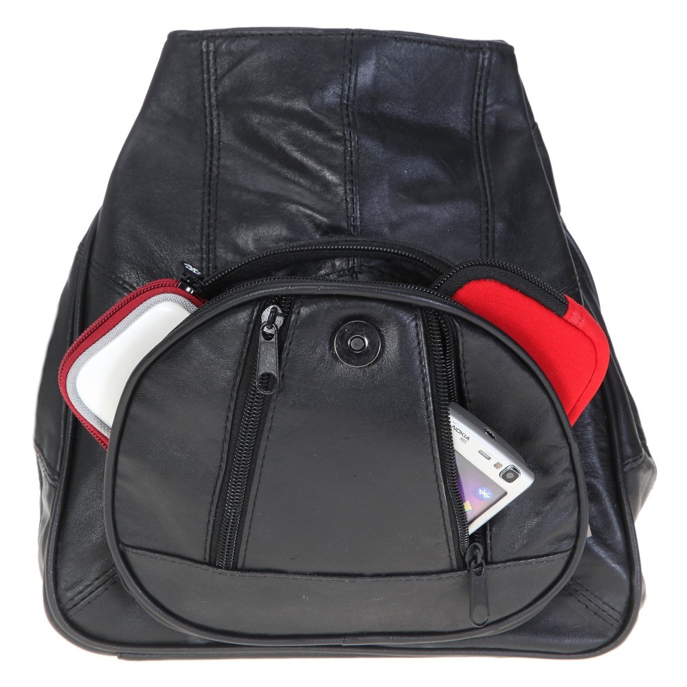 Bag Street Cityrucksack schwarz Echtleder Damen Freizeitrucksack Tasche OTJ600S