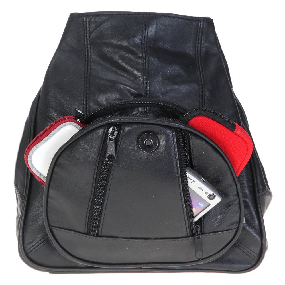 Bag Street Cityrucksack schwarz Echtleder Damen Tasche OTJ600S