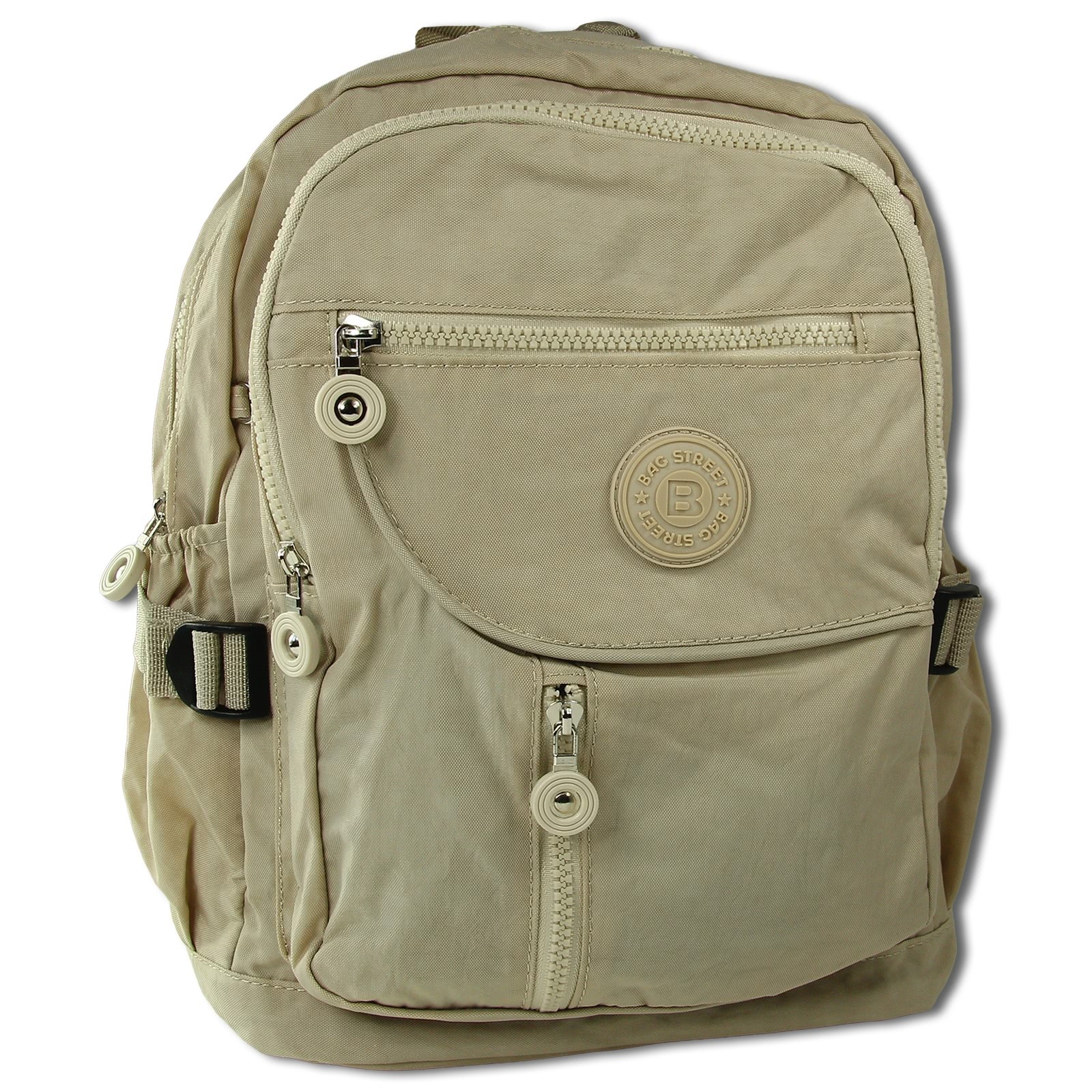 Bag Street Rucksack Handtasche Nylon beige trendiger Damen Cityrucksack OTJ604C