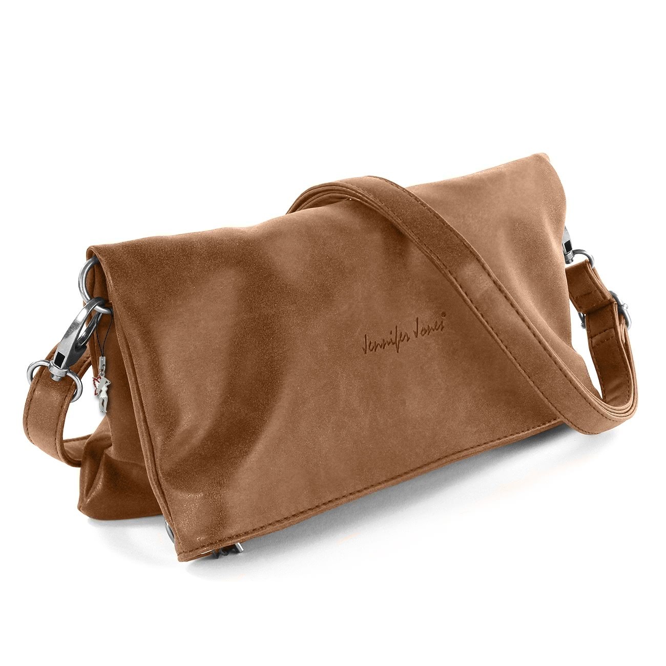 Jennifer Jones 2in1 Clutch Umhängetasche Kunstleder cognac braun Damen OTJ800C