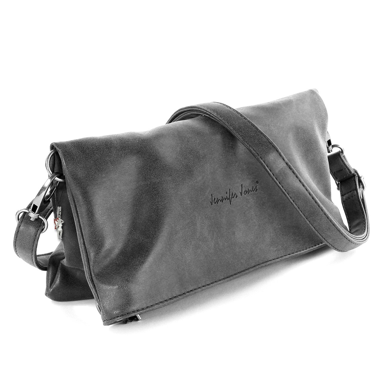 Jennifer Jones 2in1 Clutch klappbar Umhängetasche Kunstleder grau Damen OTJ800K