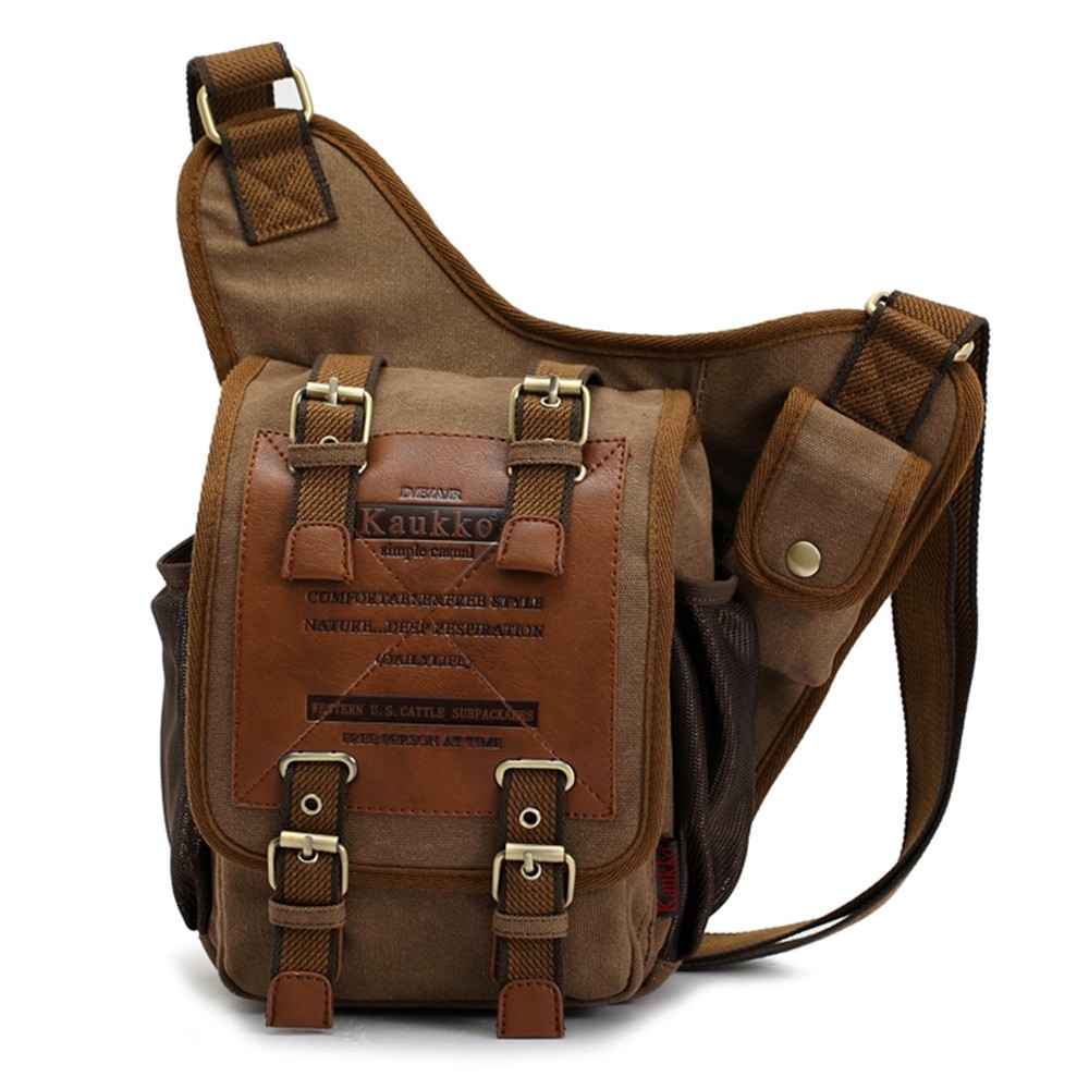 DrachenLeder braun Crossover Messengerbag Canvas OTK200N