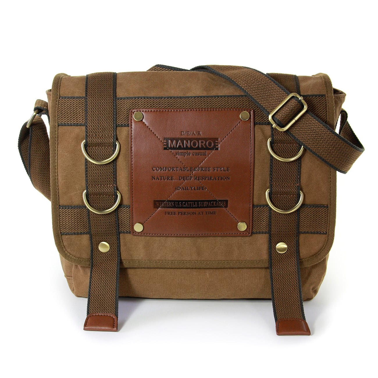 Manoro , Messenger Bag Canvas khaki, braun Crossover Tasche OTK212N
